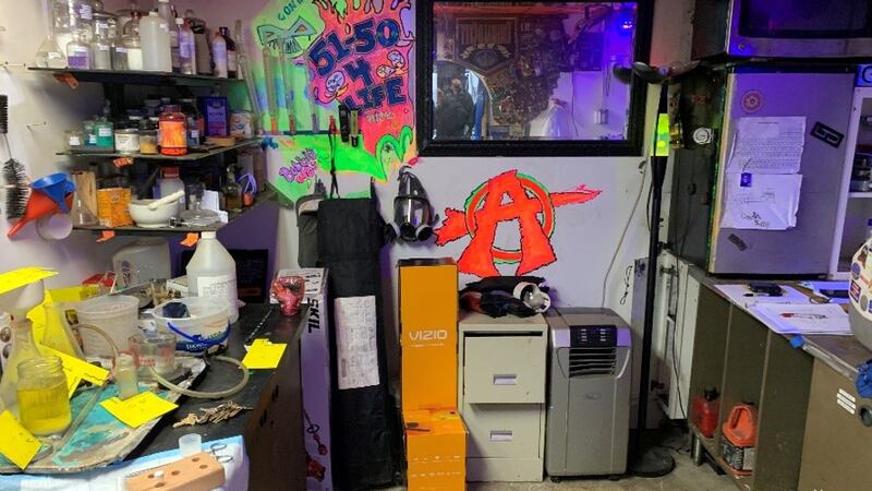 A photo shows what authorities found inside the man's underground bunker at his Snohomish...