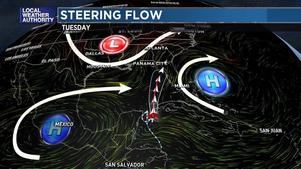 Idalia is forecast to show a north northeasterly movement on Tuesday.