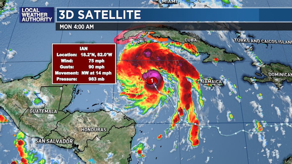 Ian became a Category 1 Hurricane at 4amCDT Monday morning.