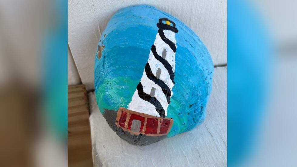 A pair of siblings spotted this painted seashell while playing at a beach in North Carolina.