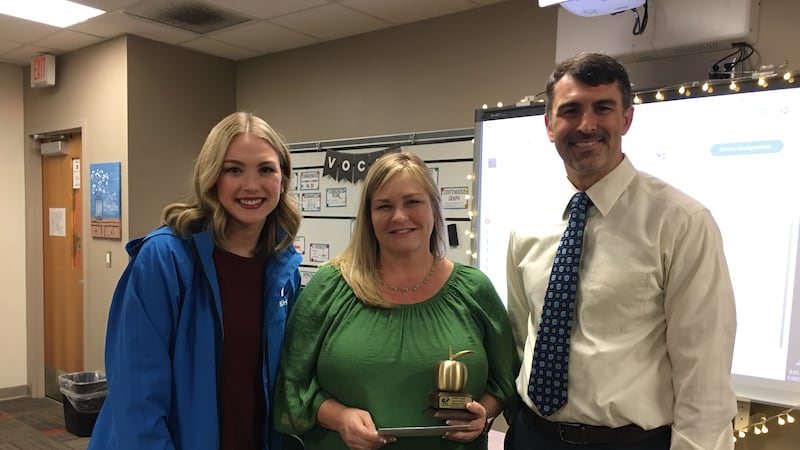 Vanessa Tant from Mosley High School wins the Golden Apple.<br />(WJHG)