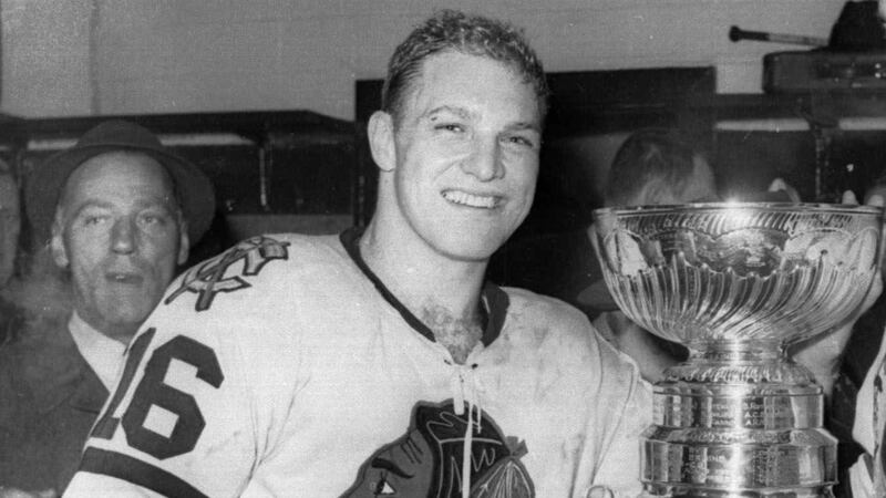 FILE - In this April 16, 1961, file photo, Chicago Blackhawks hockey player Bobby Hull smiles...