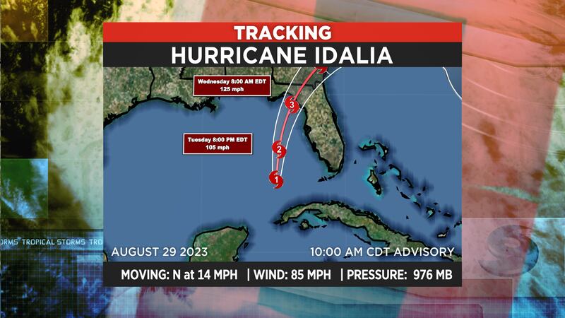Hurricane Idalia has increased in strength with winds of 85mph.
