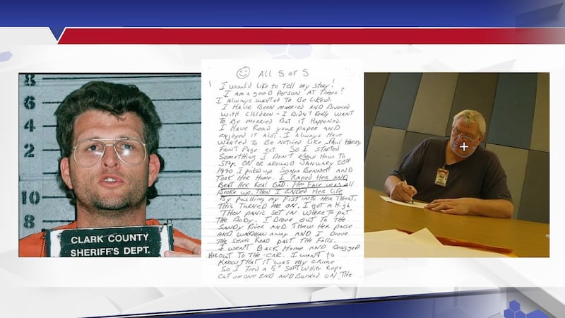 "Smiley Face" killer, Keith Jesperson, pictured here in his mugshot (left) and his 2023...